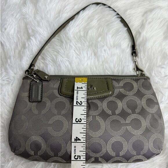 COACH y2k Patent Leather Canvas Gray Signature Canvas Wristlet Mini Purse - Picture 10 of 11